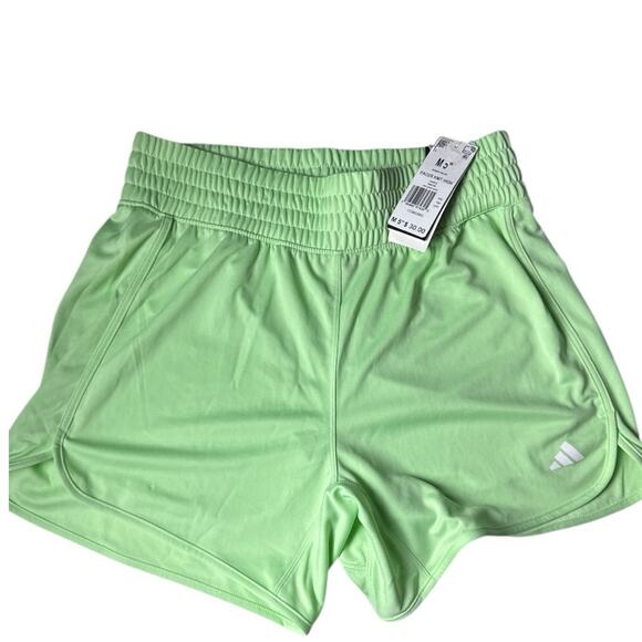 Adidas Women's Green  Pacer Knit Athletic Shorts Sz M 5” NWT - Picture 1 of 7